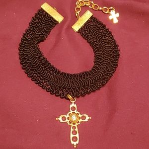 Vintage gold cross choker